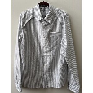 Richard Chai Striped Shirt Men XL Made In USA Gray Gravel Lightweight Spring